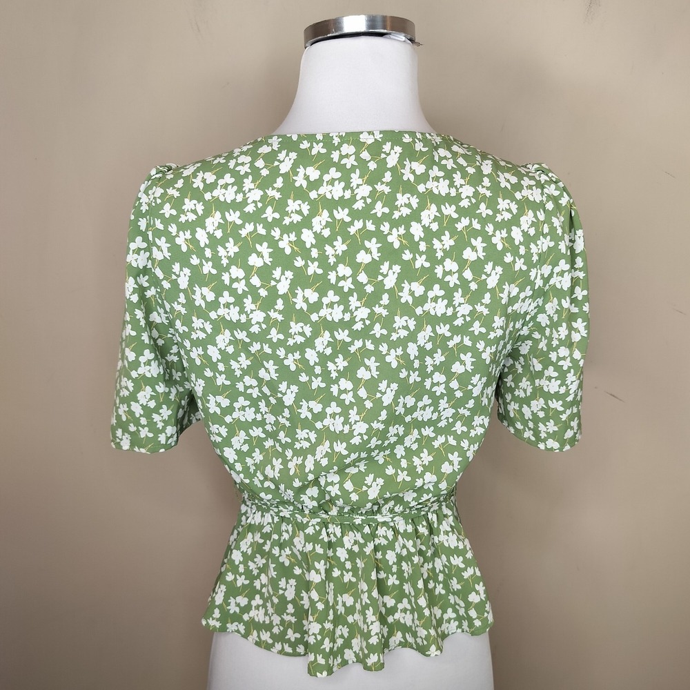 Commense Floral Faux Wrap Top V Neck Dainty - Picture 7 of 8